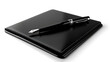 © Tanakrit - A pen and a black notebook sit on a white background