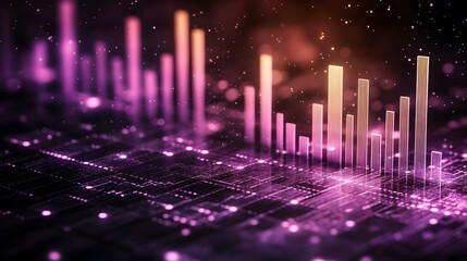 Poster - A vibrant digital visualization of data, showcasing colorful bars and a grid, symbolizing analytics and technological advancement