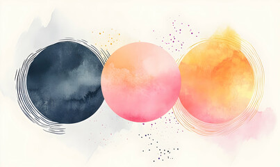 Wall Mural - Modern illustration with watercolor transparent stains