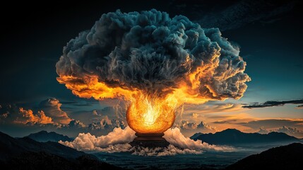 Poster - Cloud formation resembles magical genie lamp captured in dramatic sunset landscape breathtaking viewpoint conceptual art