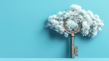 Aufkleber - Clouds forming a giant key unlocking the standard sky digital artwork outdoor aerial view conceptual imagery for seo impact