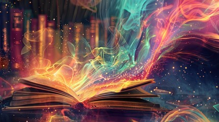 Poster - Magical Book with Glowing Light