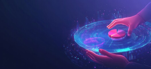 Poster - Hands manipulate a glowing, digital disc.