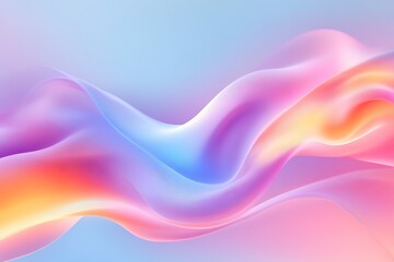 Poster - Soft and Dreamy Abstract Waves in Multi-Hued Pastel Gradient Design : Generative AI