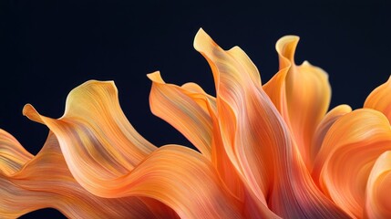 Aufkleber - Abstract orange flowing ribbons on dark background.