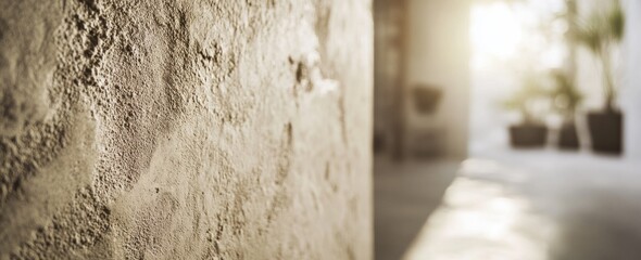 Aufkleber - Textured wall, sunlit passage view.