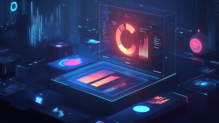 Aufkleber - Data analysis visualization with floating charts.