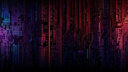Fototapete - Dark red purple blue color Light Abstract pixels Technology background for computer graphic website internet. circuit board. text box. Mosaic, table