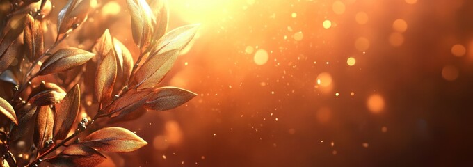 Poster - Sunlit golden leaves with bokeh.