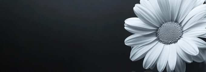 Aufkleber - Moody monochrome closeup of daisy on dark.