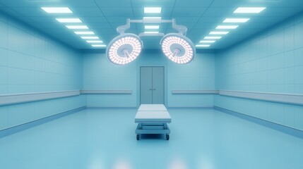 Wall Mural - Modern Surgical Room with Bright Overhead Lights and Clean Medical Equipment in a Sterile Environment for Healthcare Services and Procedures