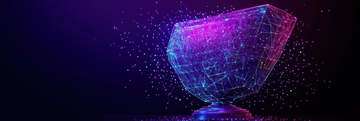 Aufkleber - Glowing digital trophy with particle network.