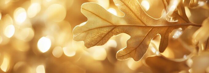 Aufkleber - Golden oak leaf with bokeh background.