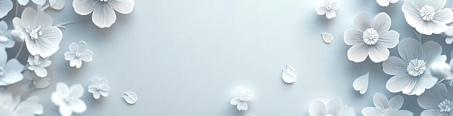 Poster - Elegant white floral pattern with a soft, delicate aesthetic.