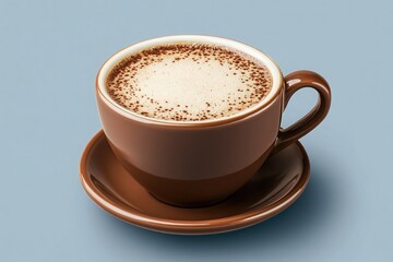 Aufkleber - A cup of coffee isolated on a blue background, closeup shot