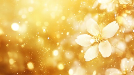 Poster - Floral with gold bokeh light background.