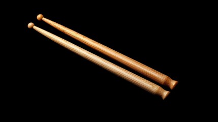 Poster - Two wooden drumsticks on a black background.