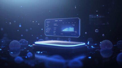 Aufkleber - Glowing digital phone with charts.