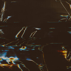 Wall Mural - glitch texture. digital artifacts. distressed film overlay. blue orange white color light flare dust