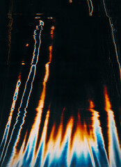 Wall Mural - glitch display. digital noise. distortion overlay. blue orange white color light flare artifact dust