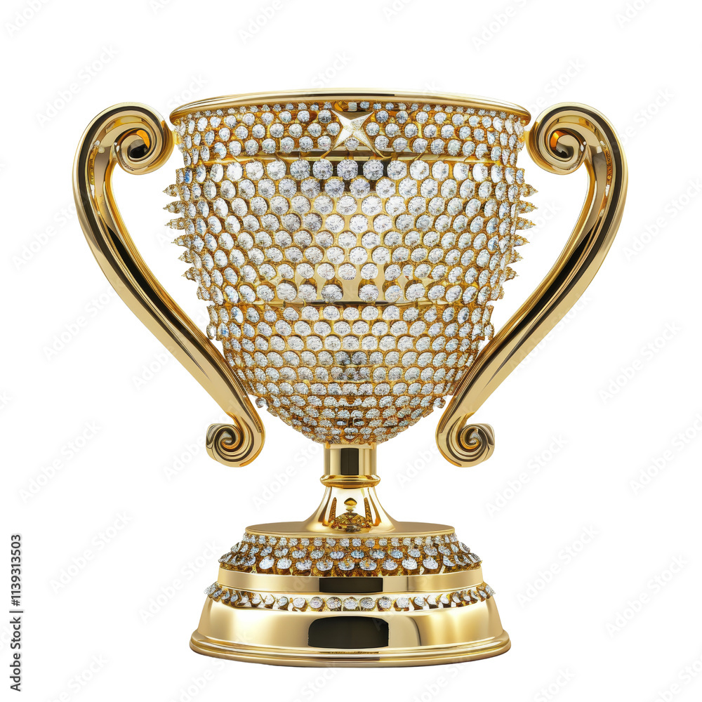 Shiny Golden Trophy with Diamond Accents - Symbol of Achievement ...