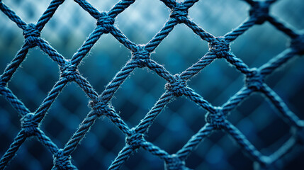 Isolated net, a grid of string and rope, a mesh knot square pattern