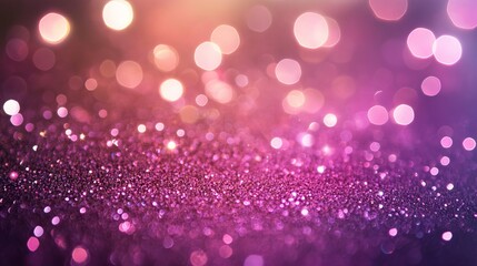 Wall Mural - defocused purple and pink glitter vintage string lights background with soft bokeh effect for creati