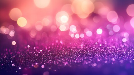 Wall Mural - defocused purple and pink glitter vintage string lights background with soft bokeh effect for creati