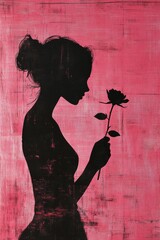 Canvas Print - Woman holding rose