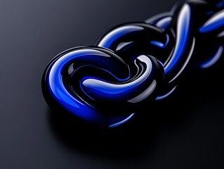 Wall Mural - A blue and black chain on a black background