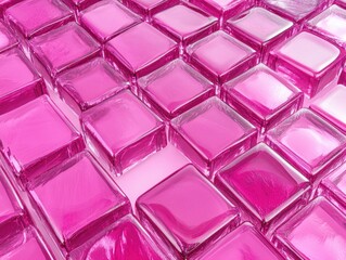 Poster - Pink Glass Tile Wall Close Up