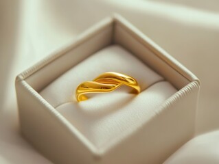 Canvas Print - Gold wedding ring in white box