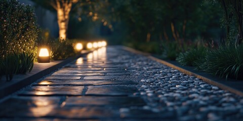 Poster - City streetlights at night