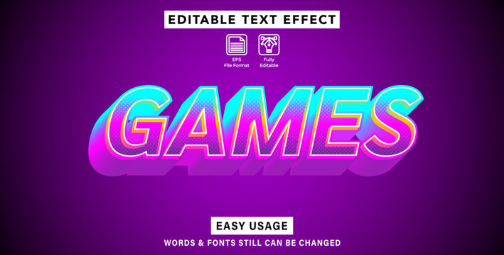 Editable text effect games theme