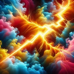 Wall Mural - 371 zigzag lightning jagged lightning like streaks within the sm