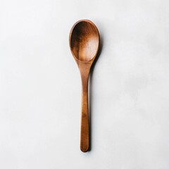 wooden spoon , Isolated white background, flat lay