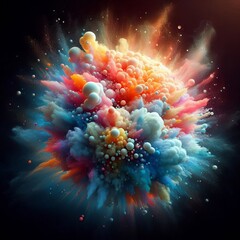 Wall Mural - 557 bursting bubble a bursting bubble of smoke releasing smaller