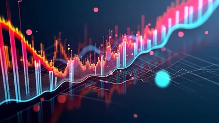 Aufkleber - 3D infographics for business presentation with neon glowing charts, bars and pie diagrams