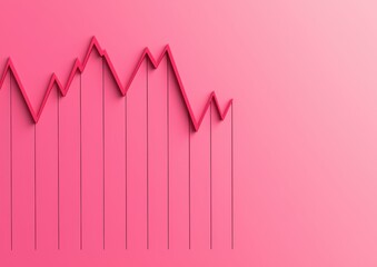 Poster - A vibrant pink background featuring a jagged line graph, illustrating fluctuations and trends in data analysis.