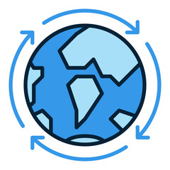 Poster - Arrows Around Earth Planet vector Multipolarity blue icon or sign
