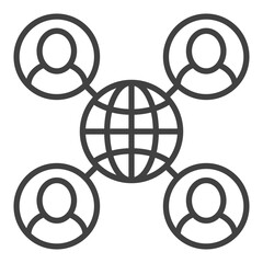 Poster - Earth and People Around vector Multipolarity icon or sign in thin line style