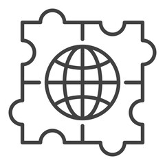 Poster - Puzzle with Earth vector Multipolarity outline icon or symbol