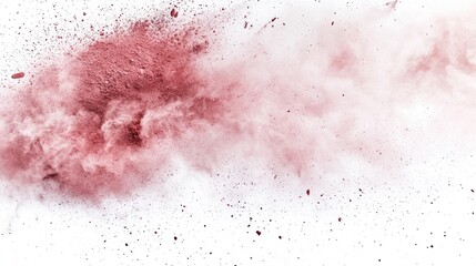 Poster - A burst of pink powder creating a cloud-like effect on a white background.