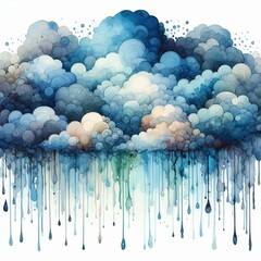 Wall Mural - 325 Rain Washed Watercolor Clouds Watercolor clouds with drippin