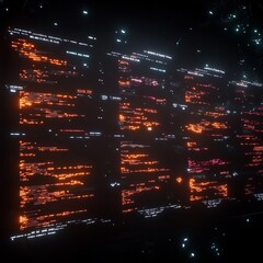 Poster - Futuristic Digital Interface with Glowing Code Streams