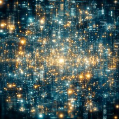 Poster - Glowing Digital Network Data Stream Abstract Art