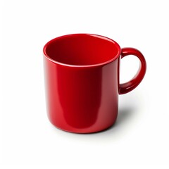 Canvas Print - red mug , Isolated white background, flat lay 