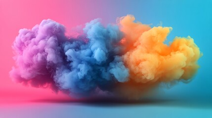 Poster - Vibrant colors blend as a cloud of smoke swirls and disperses in a digital environment