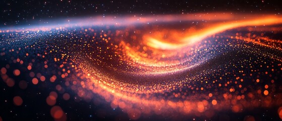 Poster - Abstract design showcasing vibrant swirls of orange and blue with shimmering particles