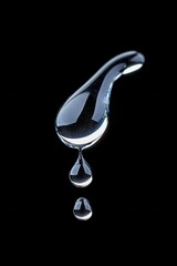 Poster - A stunning close-up of a water droplet, showcasing its clear, reflective surface against a black background.